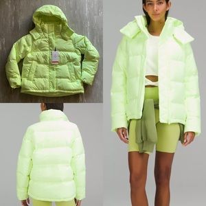 Lululemon Wunder Puff Jacket in Faded Zap (yellow green) hooded puffer jacket